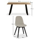Atlas Chalked Mango Wood Dining Table Set -  6 Seater - Ellis Light Beige Boucle Dining Chairs - Black Oak Legs - Image 10