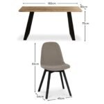 Atlas Chalked Mango Wood Dining Table Set -  6 Seater - Ellis Soft Beige Dining Chairs - Black Oak Legs - Image 9