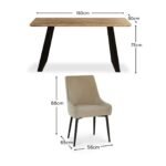 Atlas Chalked Mango Wood Dining Table Set -  6 Seater - Maeve Clay Dining Chairs - Black Oak Legs - Image 9