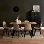 Atlas Chalked Mango Wood Dining Table Set -  6 Seater - Ellis Soft Beige Dining Chairs - Black Oak Legs - Image 6
