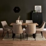 Atlas Chalked Mango Wood Dining Table Set -  6 Seater - Maeve Soft Beige Dining Chairs - Black Oak Legs - Image 6