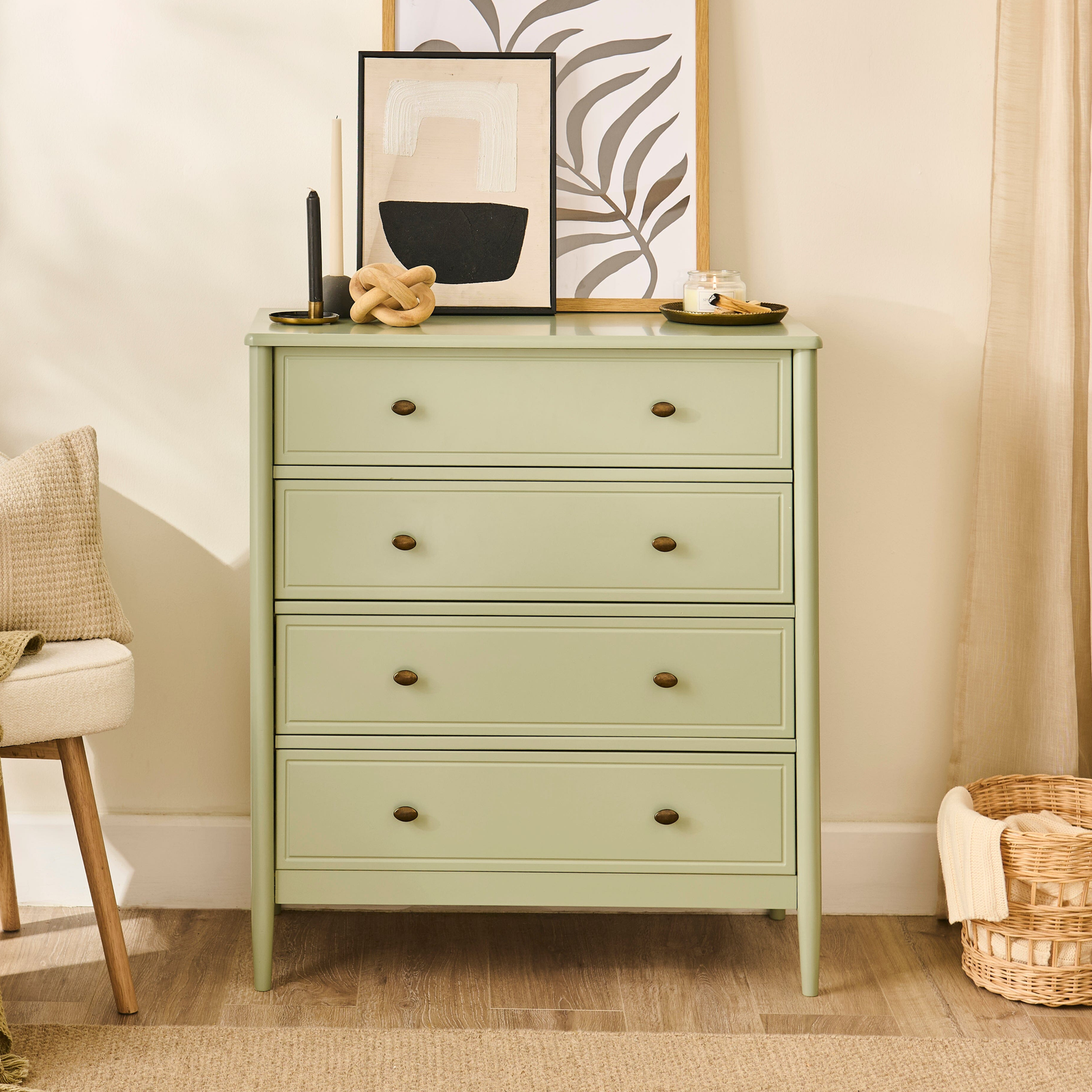 Aubrey_87cm_4_Drawer_Chest_of_Drawers_Pistachio_Green-1 Aubrey 4 Drawer Chest of Drawers - Pistachio Green - Image 1