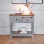 Bampton Stone Grey 2 Drawer Console Table - Image 2