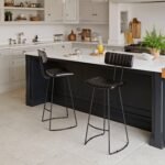 Outlet - Jayden Black Leather Tall  Bar Stools - Set of 2 - Black Metal Legs - Image 2