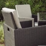 Cube 8 Seater Rattan Outdoor Dining Set with Cream Parasol - Black Weave - Image 5
