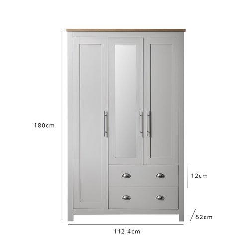 Outlet - Bampton Triple Wardrobe - 3 Doors - 2 Drawers in Grey 1 Bampton 3 Door Wardrobe A 716f0cbb 0b8d 4961 99db Outlet - Bampton Triple Wardrobe - 3 Doors - 2 Drawers in Grey