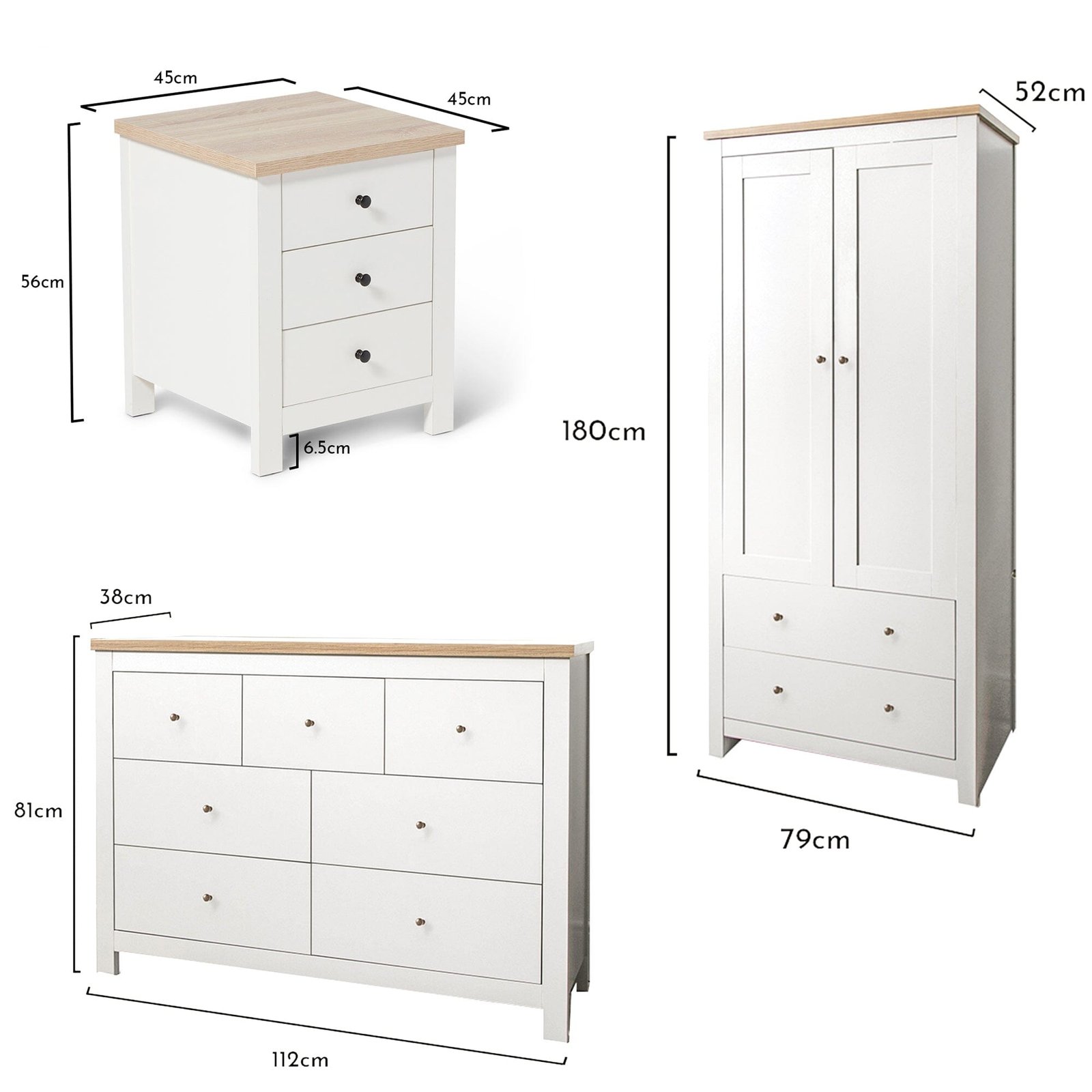 Bampton 4 Piece Bedroom Set - 3 Over 4 Chest of Drawers - Alabaster White - Image 5