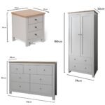 Bampton 3 Piece Bedroom Set - 3 Over 4 Chest of Drawers - Stone Grey - Image 6