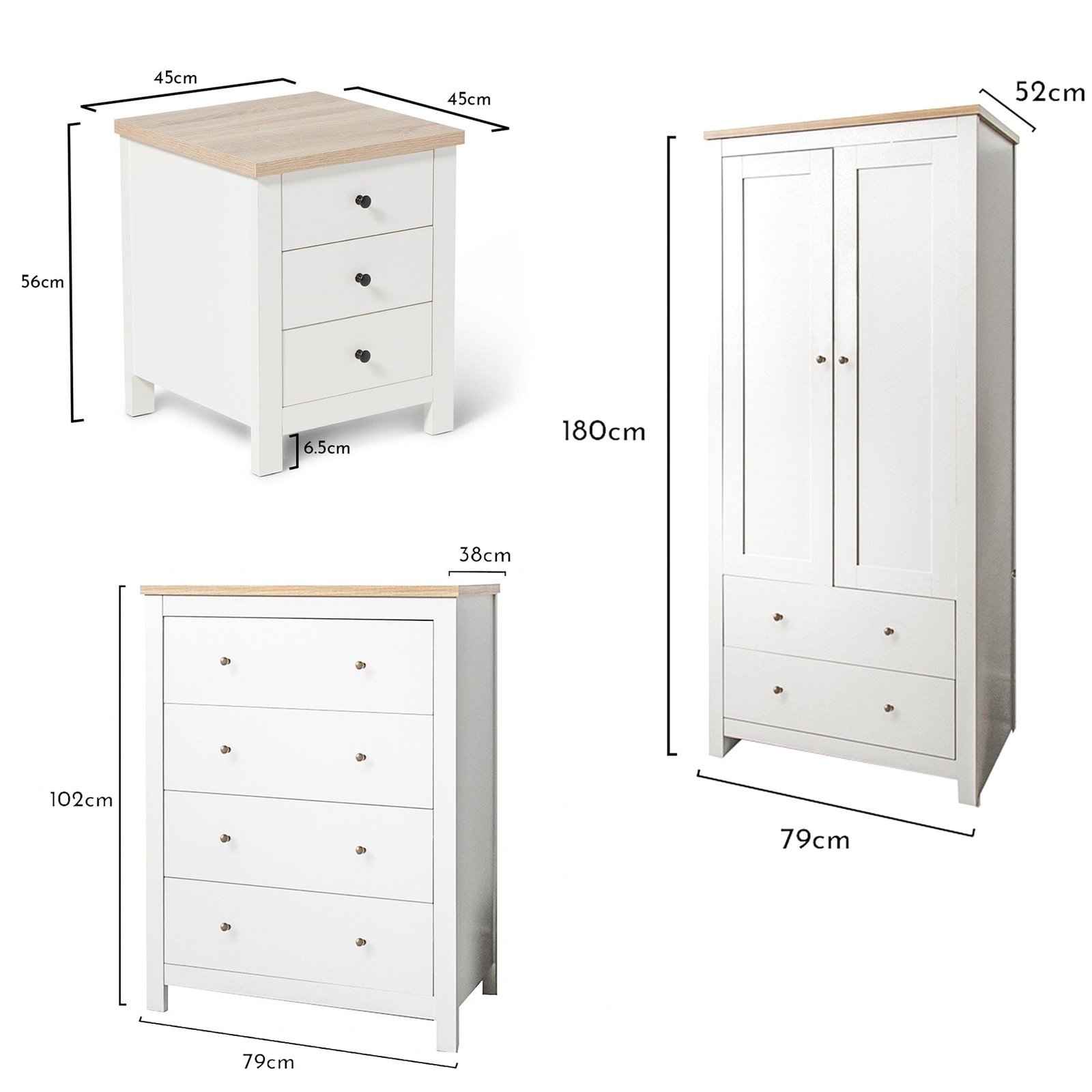 Bampton 3 Piece Bedroom Set - Chest of 4 Drawers - Alabaster White - Image 5