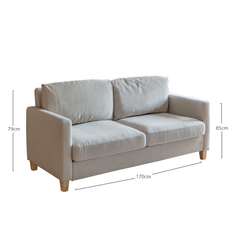 Ava 2 Seater Sofa - Sand with Pale Oak Legs 1 Ava Beige 2 Seater Sofa - Laura James