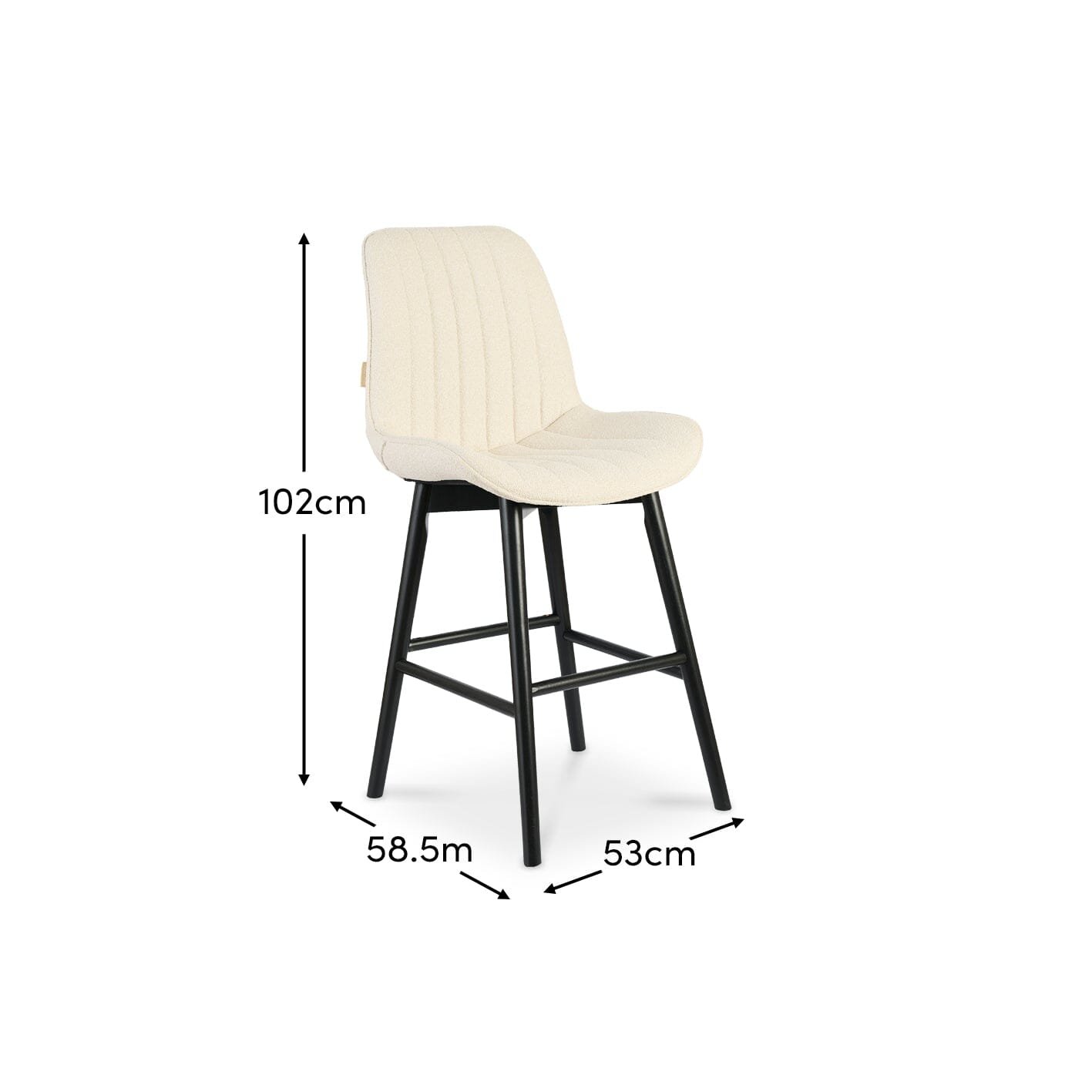 Bella Light Beige Boucle Bar Stool - Black Oak Legs - Image 9