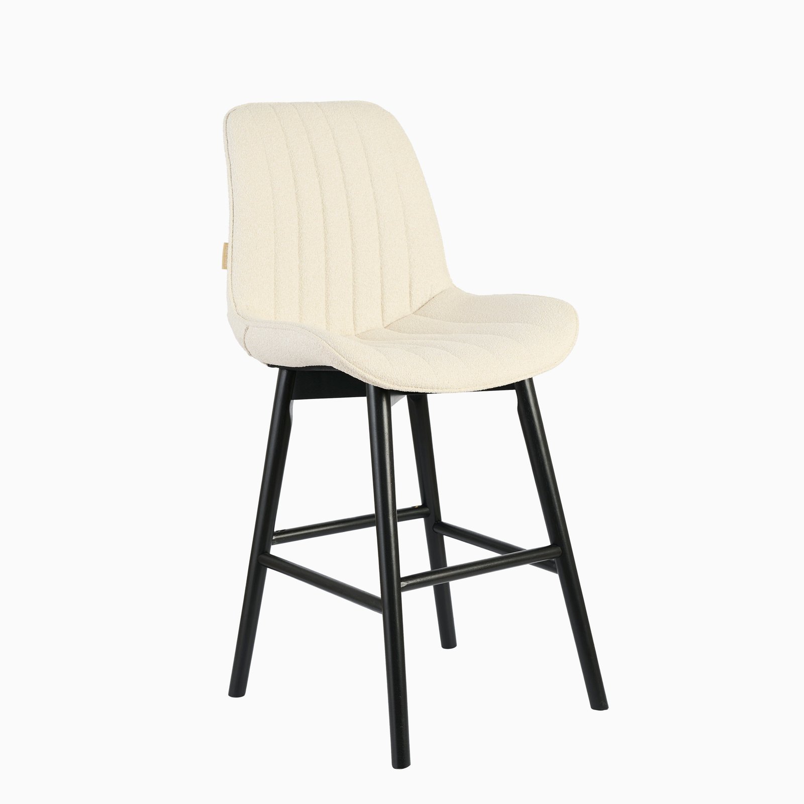 Bella Light Beige Boucle Bar Stool - Black Oak Legs - Image 8
