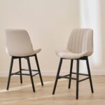 Bella Soft Beige  Bar Stool - Black Oak Legs - Image 6