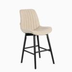 Bella Soft Beige  Bar Stool - Black Oak Legs - Image 7