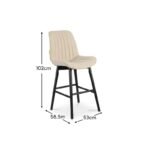 Bella Soft Beige  Bar Stool - Black Oak Legs - Image 9