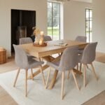 Bella Almond Brown Dining Chairs - Set of 2 - Whitewash Oak Legs - Image 2