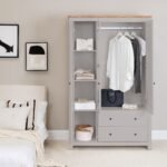 Outlet - Bampton 3 Door Wardrobe with 2 Drawers - Stone Grey - Image 8