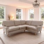 Brea Mink Taupe Right Corner Sofa with Whitewash Oak Legs