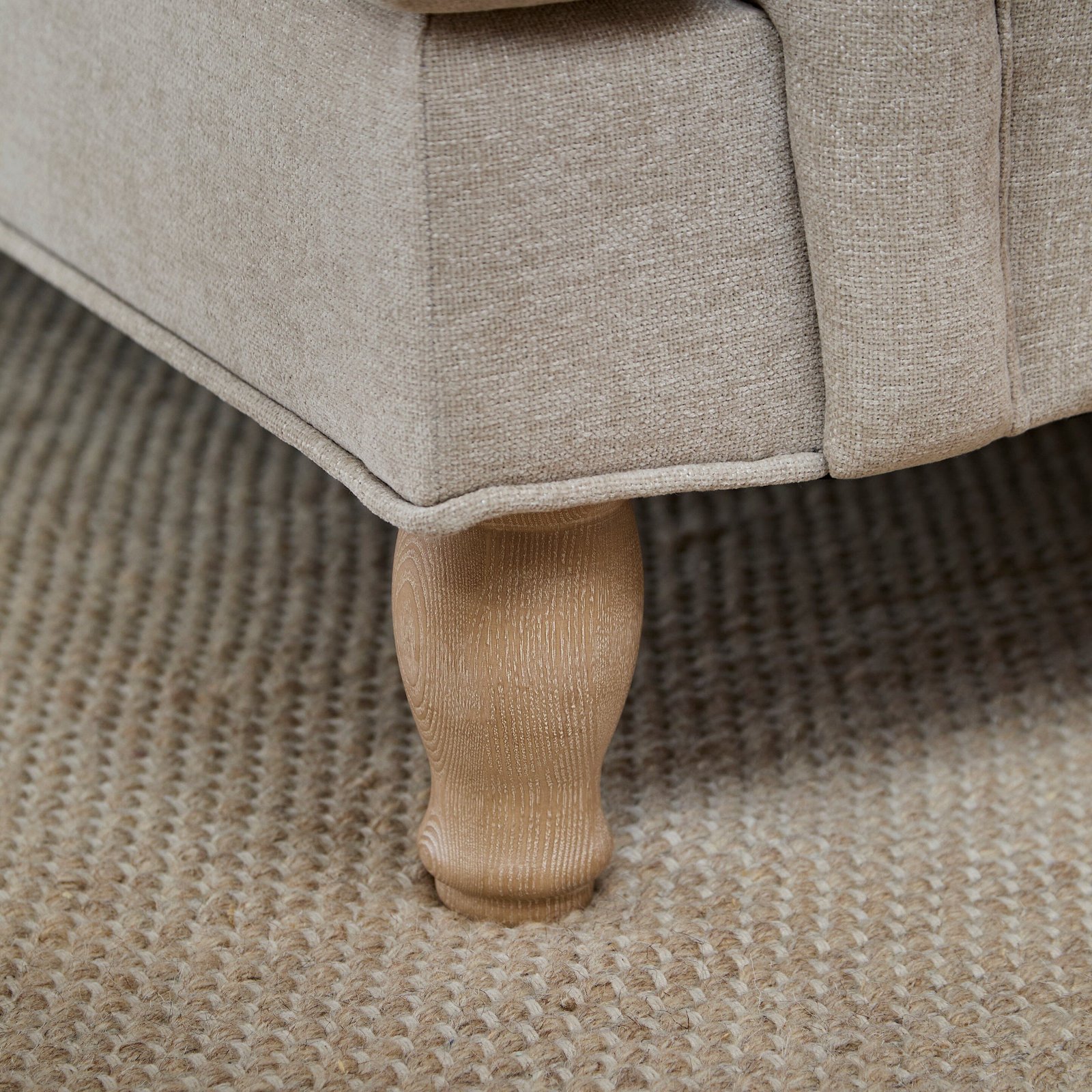 Brea Mink Taupe Left Corner Sofa with Whitewash Oak Legs - Image 7