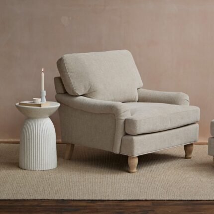Brea Mink Taupe  Armchair - Whitewash Oak Legs