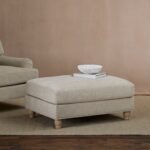 Outlet - Brea Mink Taupe Footstool - Whitewash Oak Legs