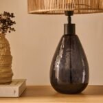 Outlet - Breamore 30cm Glass Table Lamp Base - Dark Grey - Image 3