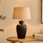 Burcot Black Mango Wood Lamp Coningsby Taupe Shade - 30cm
