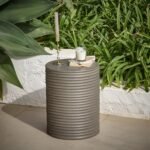 Carlotta Round Concrete Garden Side Table - Dark Grey