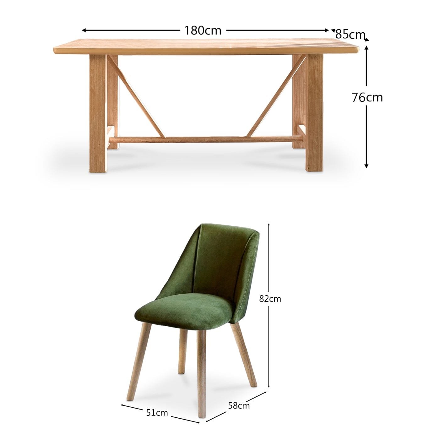 Carter Whitewash Rectangular Dining Table with 6 Freya Fern Green Dining Chairs with Whitewash Legs - Image 16