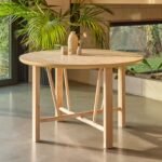 Carter Whitewash Round Dining Table with 4 Freya Boucle Dining Chairs with Whitewash Legs - Image 2