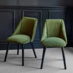 Amelia Black Dining Table Set - 6 Seater - Freya Fern Green Dining Chairs - Black Legs - Image 2