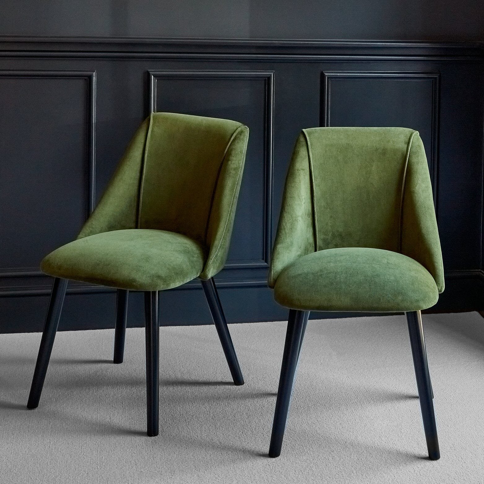CHAIRS3_a97dd886-e349-477d-9bf2-c0c5f3375658 Freya Fern Green Dining Chairs - Set of 2 - Black Oak Legs