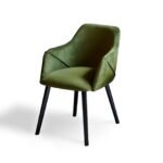 Jade Mango Wood Round Dining Table Set - 4 Seater - Freya Fern Green Armchairs with Black Legs - Image 12