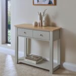 Chatsworth Linen Grey 2 Drawer Console Table - 90cm - Image 2
