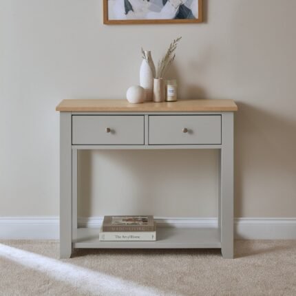 Chatsworth Linen Grey 2 Drawer Console Table - 90cm