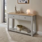 Chatsworth Linen Grey 2 Drawer Console Table - 120cm - Image 3
