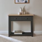 Outlet -  Chatsworth Slate Grey 2 Drawer Console Table - 90cm