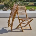 Willow 4 Seater Round Wooden Garden Dining Set with 4 Cove Rope Dining Chairs - Image 3