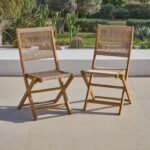 Willow 4 Seater Round Wooden Garden Dining Set with 4 Cove Rope Dining Chairs - Image 2
