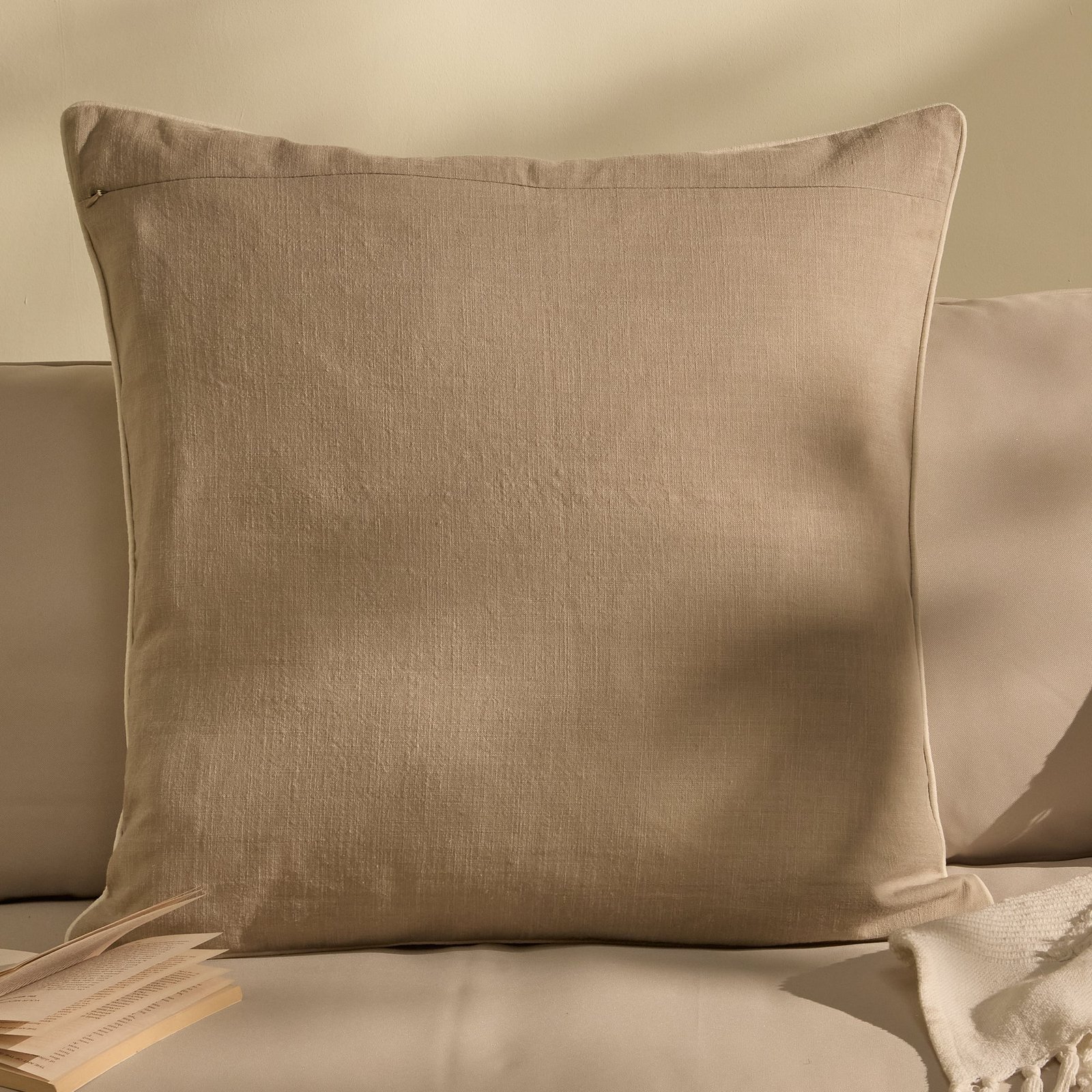 Camber 57x57cm Garden Scatter Cushion Cover - Sand with Off White Piping - Image 2