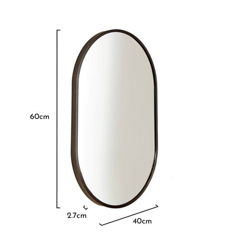 Outlet - Lowesby 60x40Cm Metal Capsule Mirror - Black 1 Capsule Black Metal Wall Mirror - Laura James