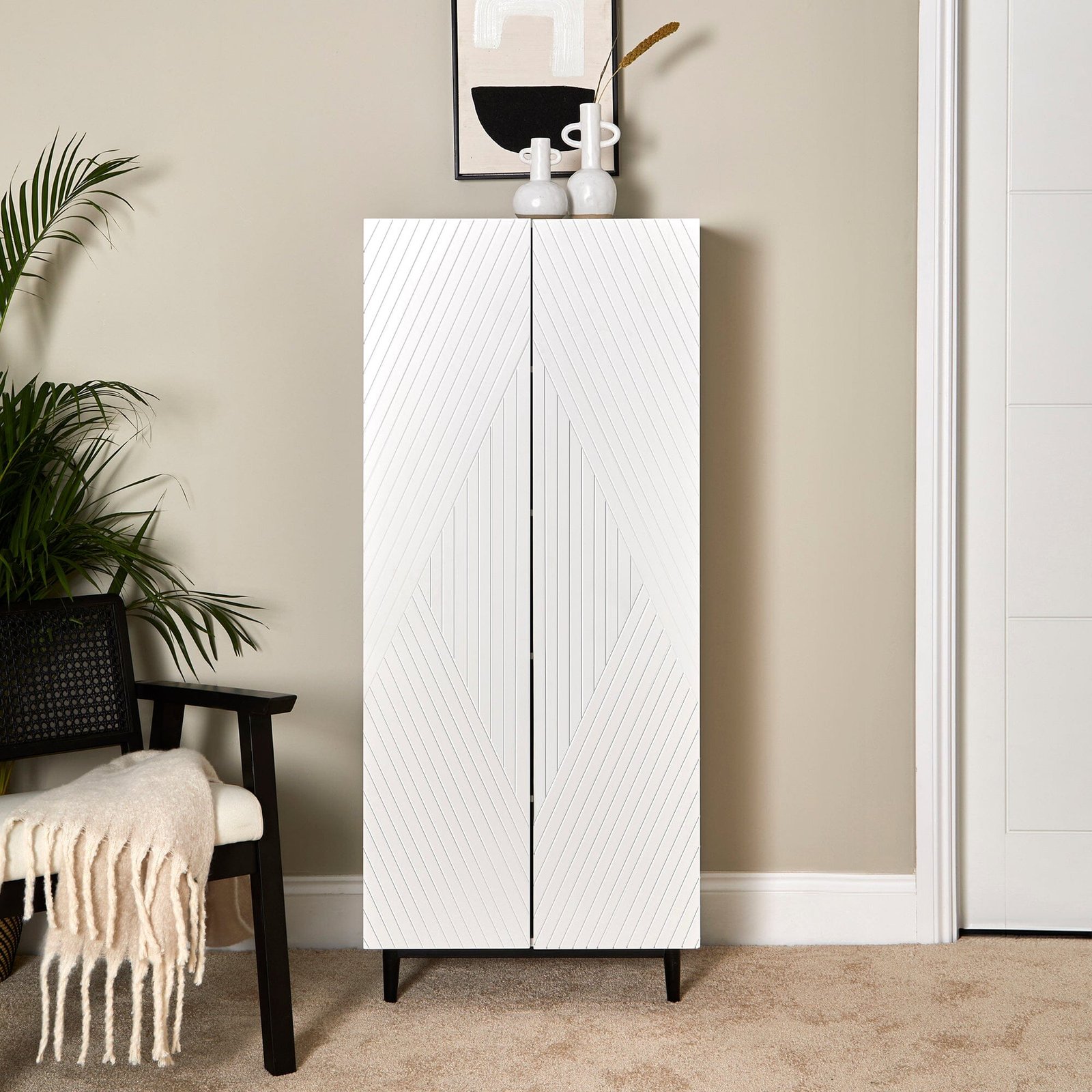 Capture_506 Jack Geometric Large Shoe Cabinet - 2 Door - White