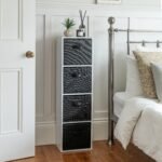 Cara 4 Tier Storage Unit / Chalk White Bookcase with Black Boxes - Image 3