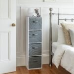 Cara 4 Tier Storage Unit / Chalk White Bookcase with Grey Boxes - Image 3