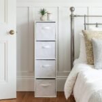 Cara 4 Tier Storage Unit / Chalk White Bookcase with White Boxes - Image 2
