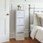Cara 4 Tier Storage Unit / Chalk White Bookcase with White Boxes - Image 3