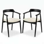 Carter Boucle Dining Armchairs - Set of 2 - Black Oak Legs - Image 6