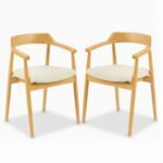 Carter Boucle Dining Armchairs - Set of 2 - Pale Oak Legs - Image 9