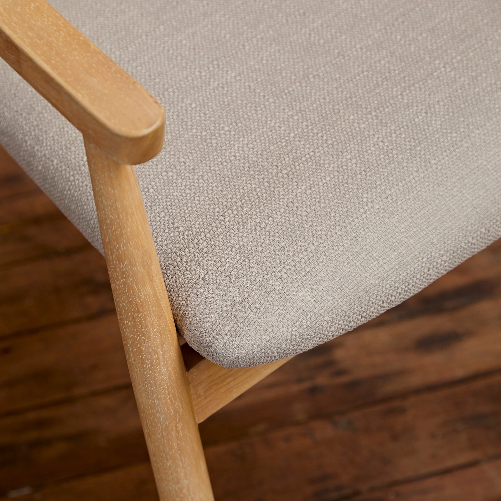 Carter Fawn Linen Dining Armchairs - Set of 2 - Whitewash Oak Legs - Image 3