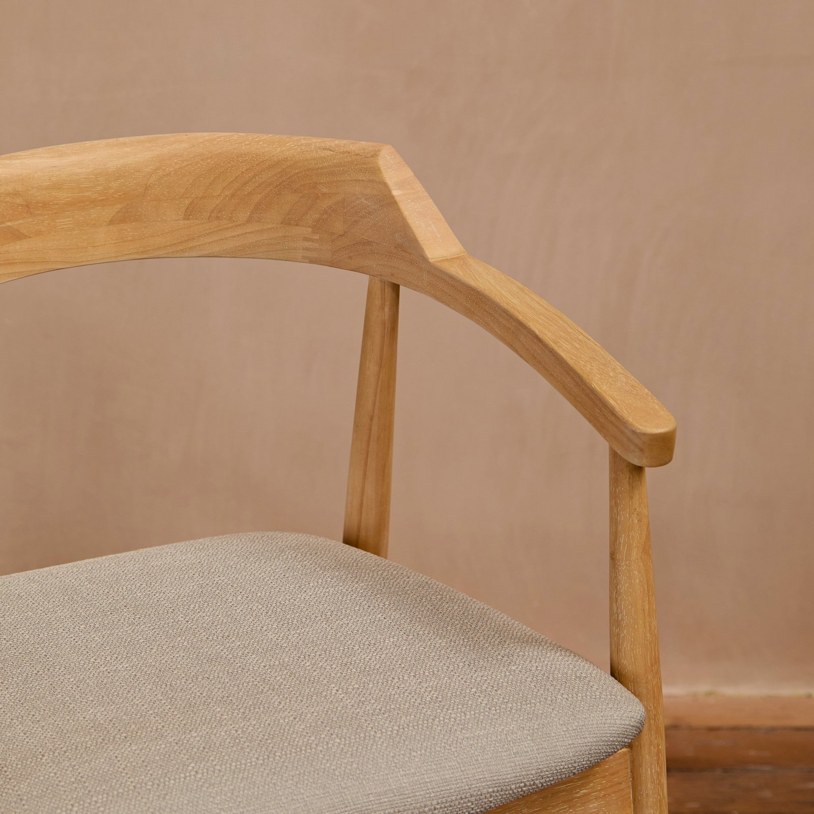 Carter Fawn Linen Dining Armchairs - Set of 2 - Whitewash Oak Legs - Image 4